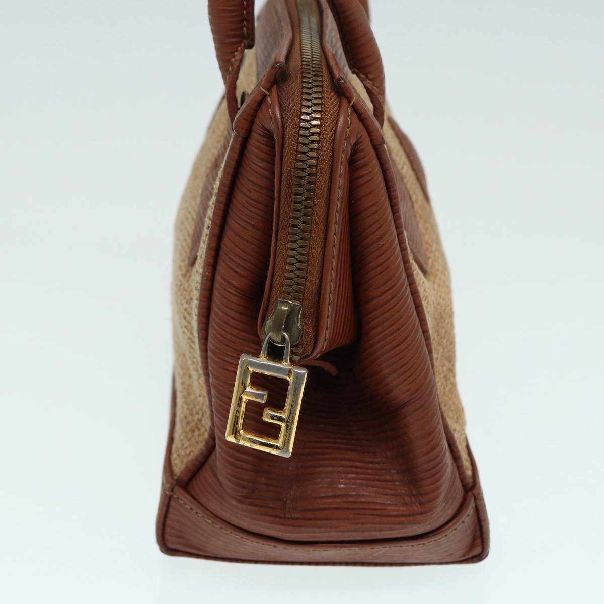 Luxury Fendi Hand Bag Straw Beige Gold87207