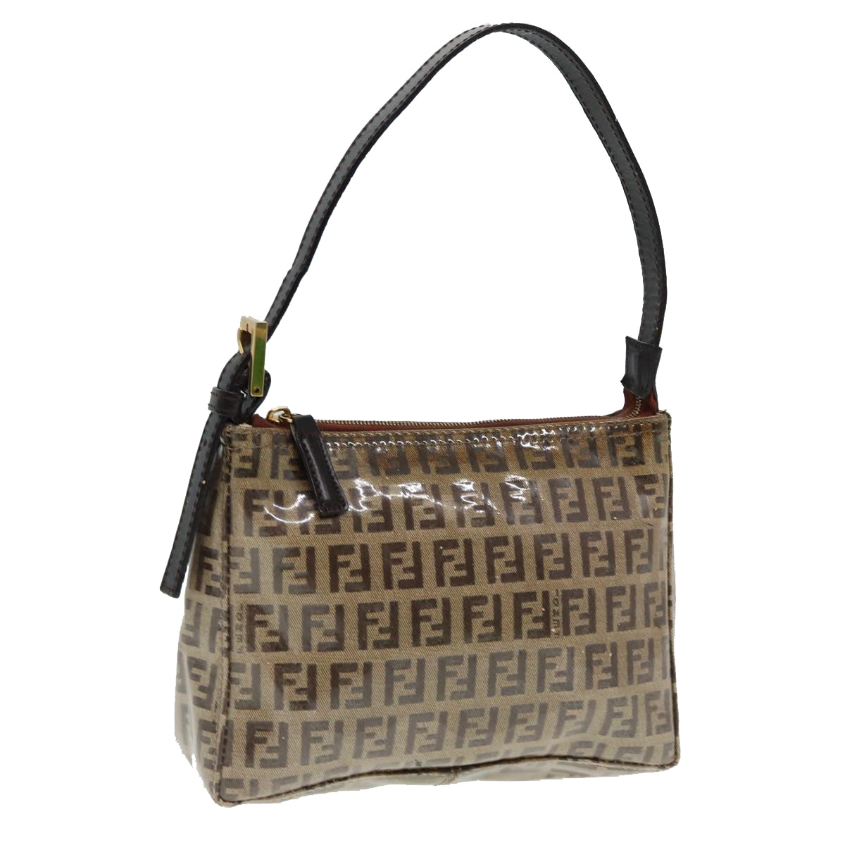 Luxury Fendi Zucchino Canvas Hand Bag Beige Gold87208