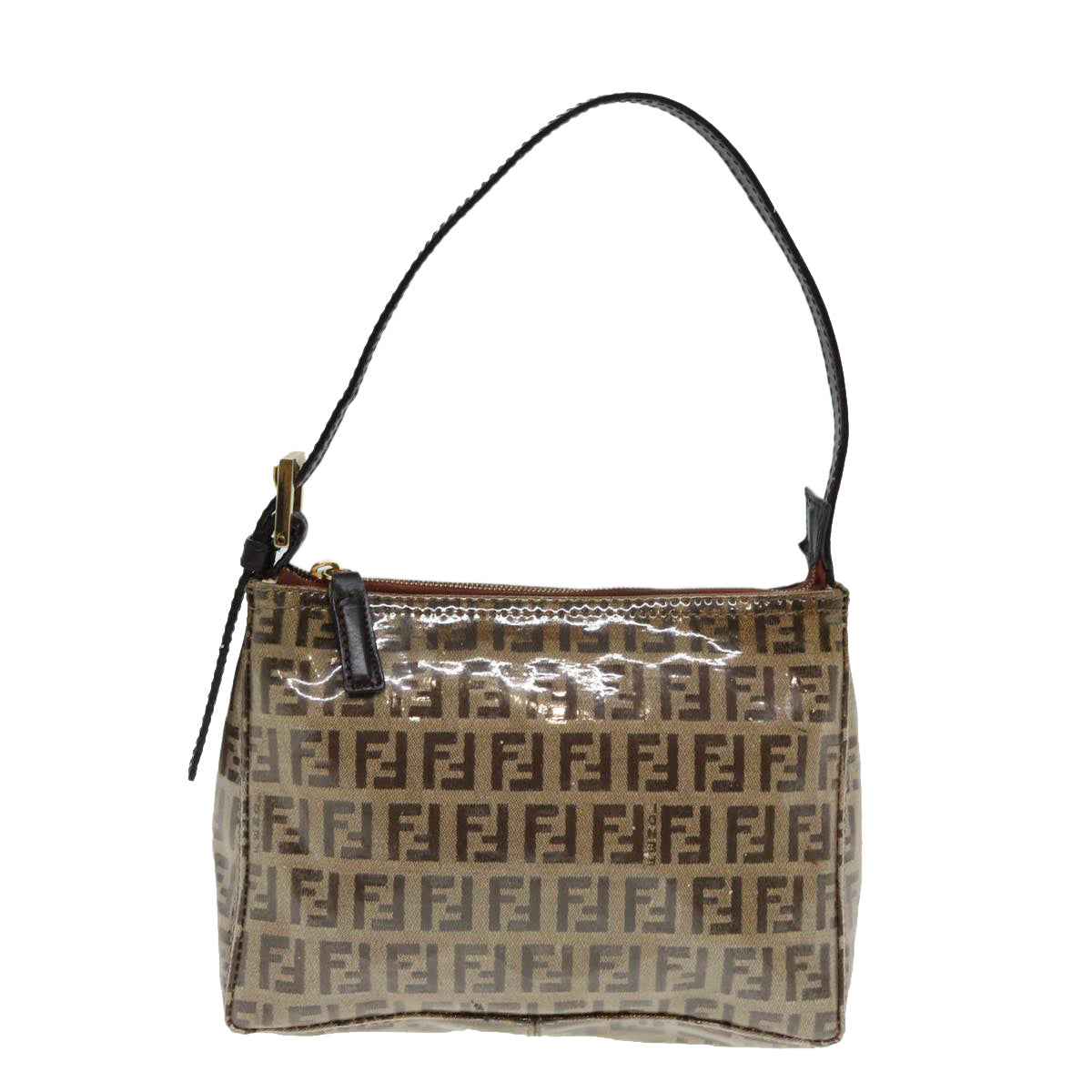 Luxury Fendi Zucchino Canvas Hand Bag Beige Gold87208