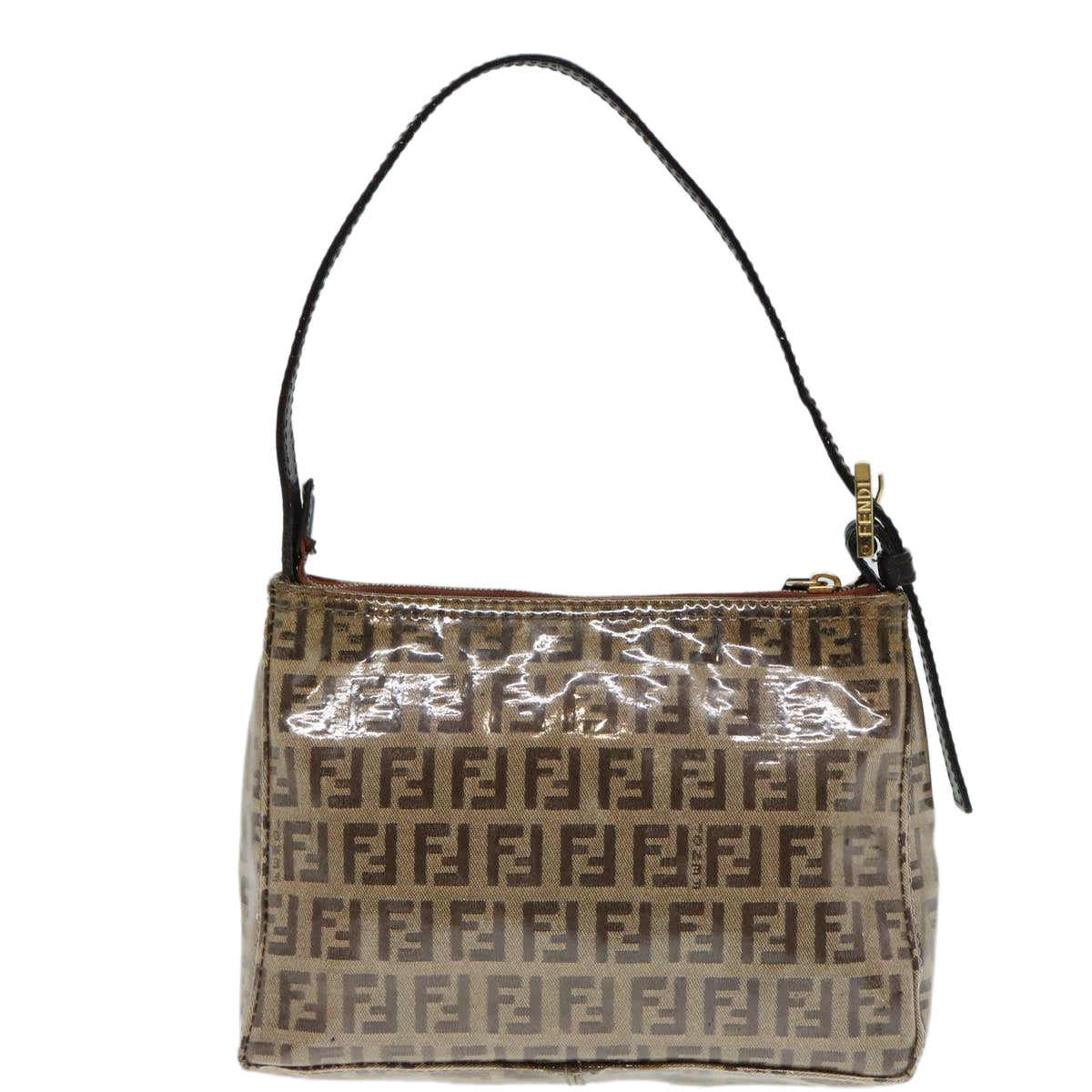 Luxury Fendi Zucchino Canvas Hand Bag Beige Gold87208