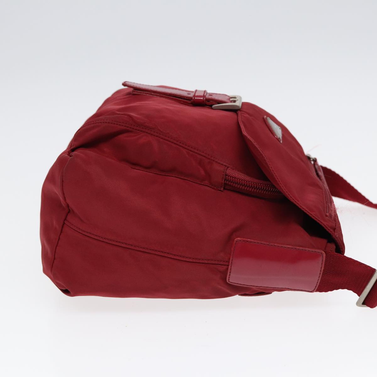 Luxury Prada Shoulder Bag Nylon Red Silver  87219