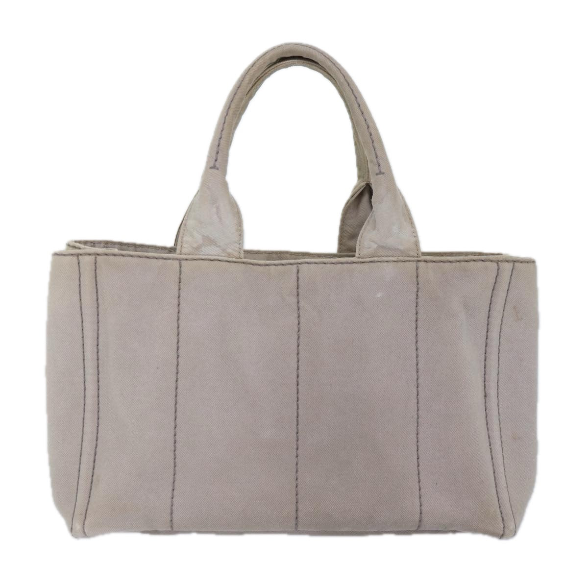 Luxury Prada Canapa MM Hand Bag Canvas Gray Gold  87230