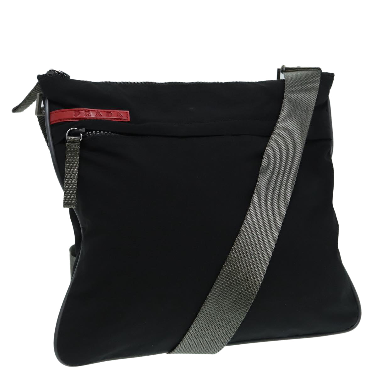Luxury Prada Sports Shoulder Bag Nylon Black Silver  87244