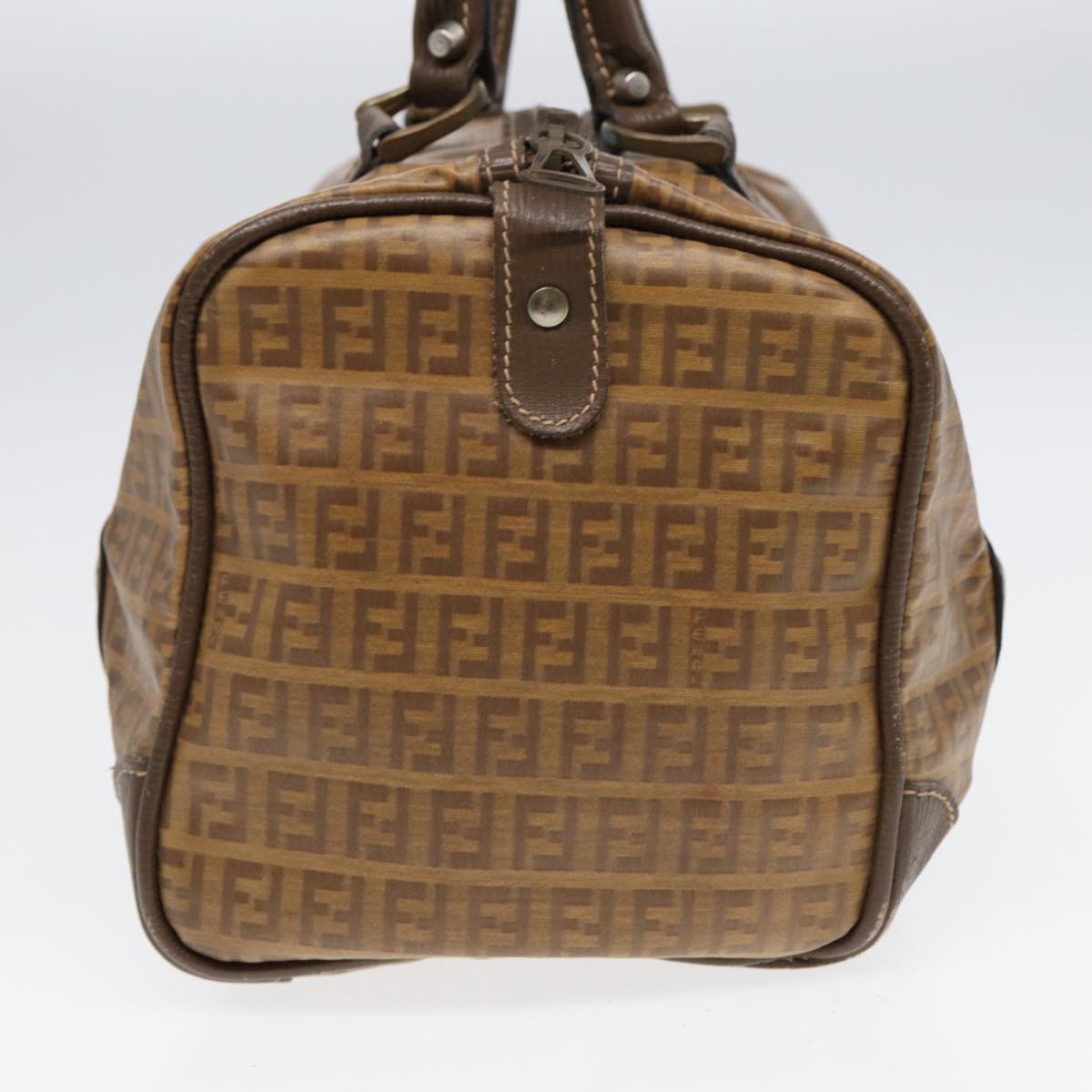 Luxury Fendi Zucchino Canvas Boston Bag Vintage Beige Brown gold87247