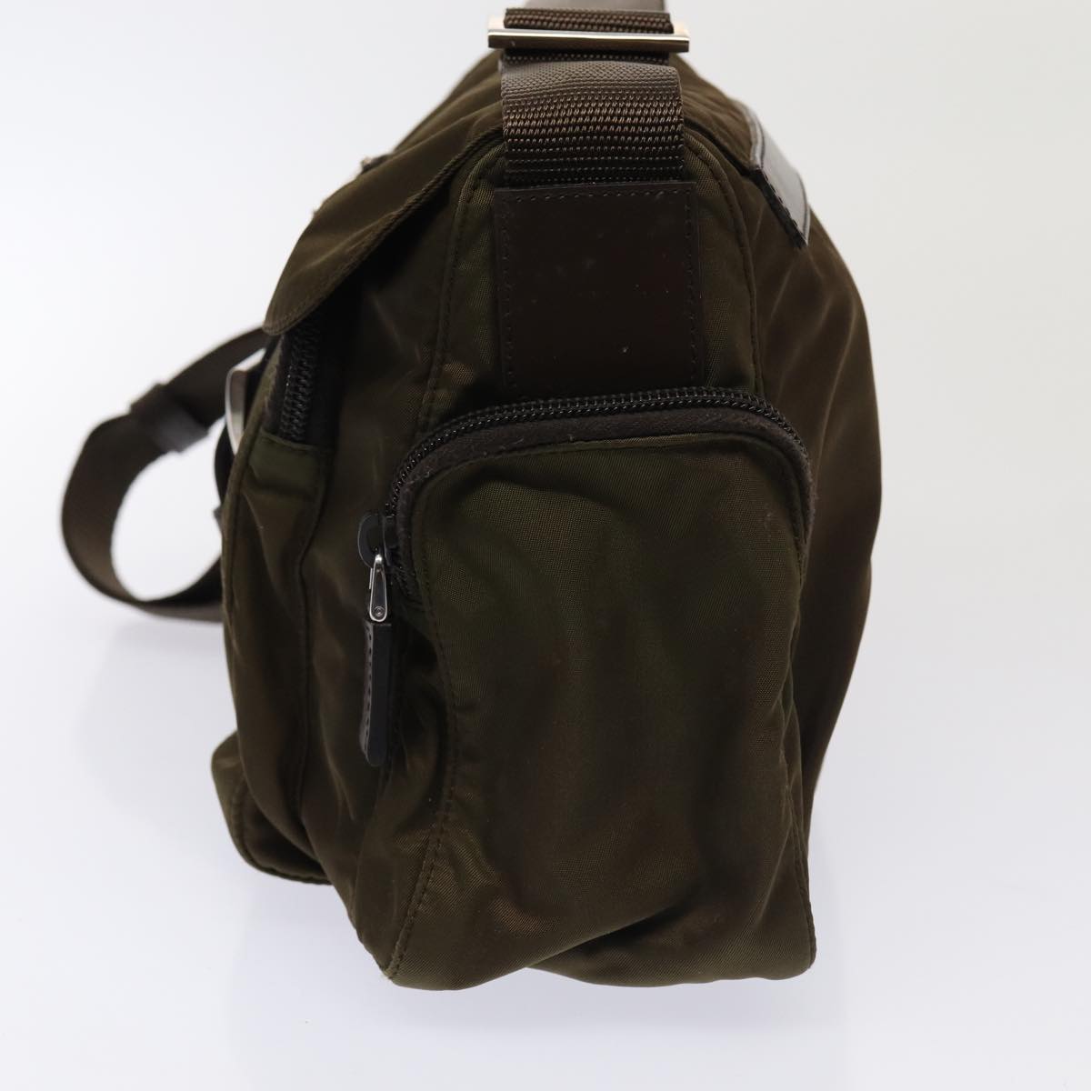 Luxury Prada Shoulder Bag Nylon Silver Brown  87255