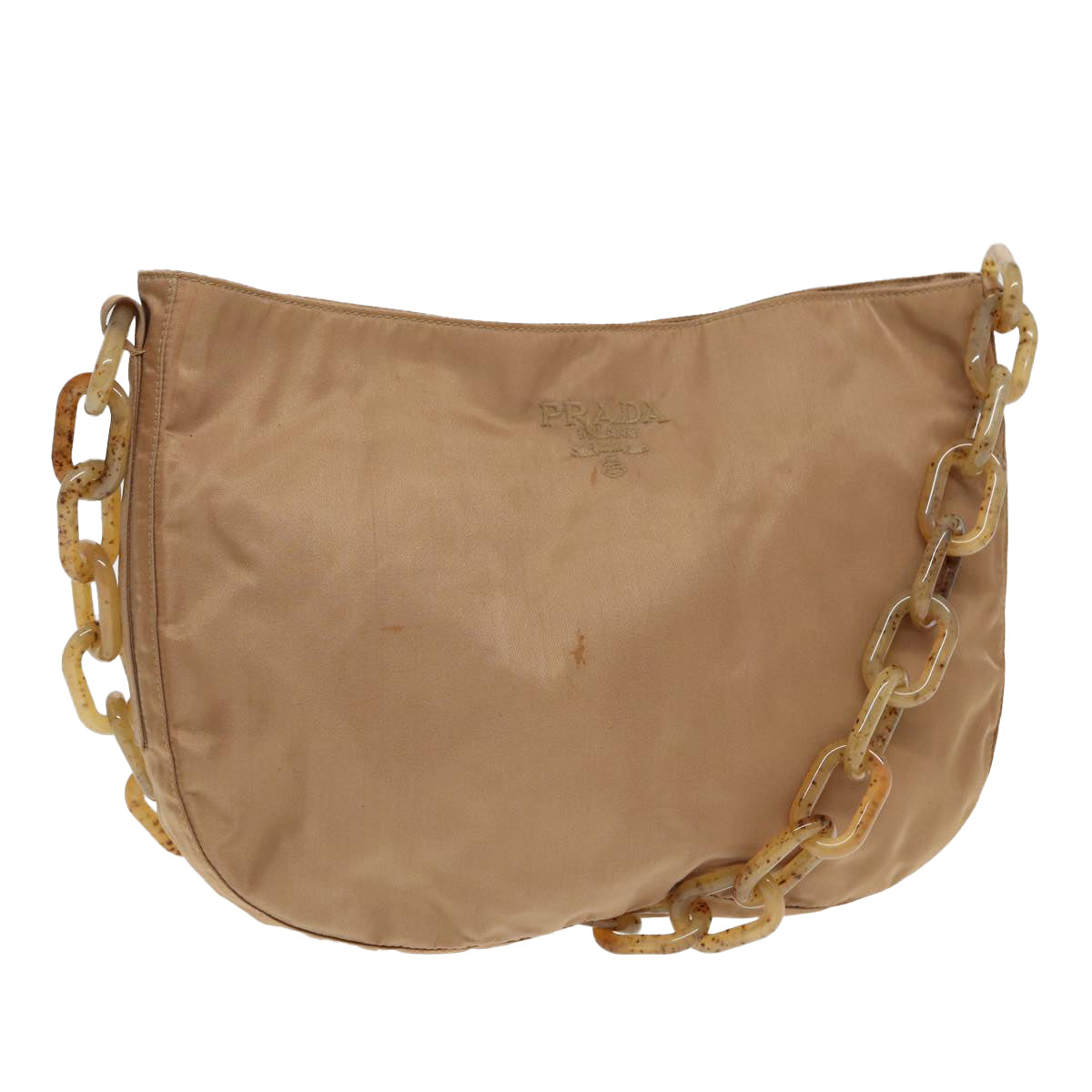 Luxury Prada Shoulder Bag Nylon Brown Silver  87289