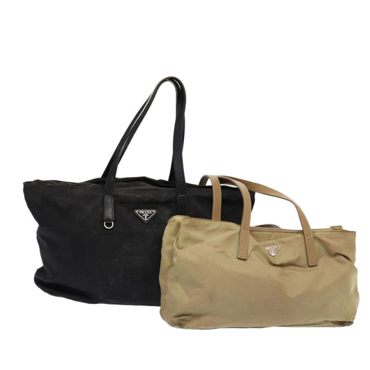 Luxury Prada Tote Bag Nylon 2Set Black Beige  87323