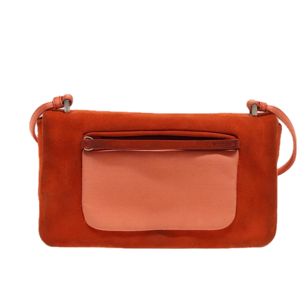 Luxury Prada Shoulder Bag Suede Orange Silver  87356