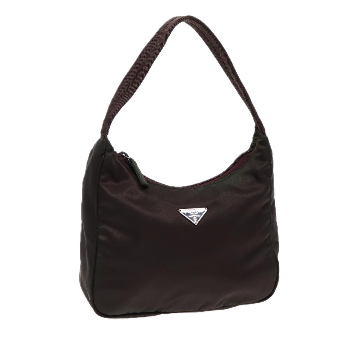 Luxury Prada Hand Bag Nylon Silver Brown  87360