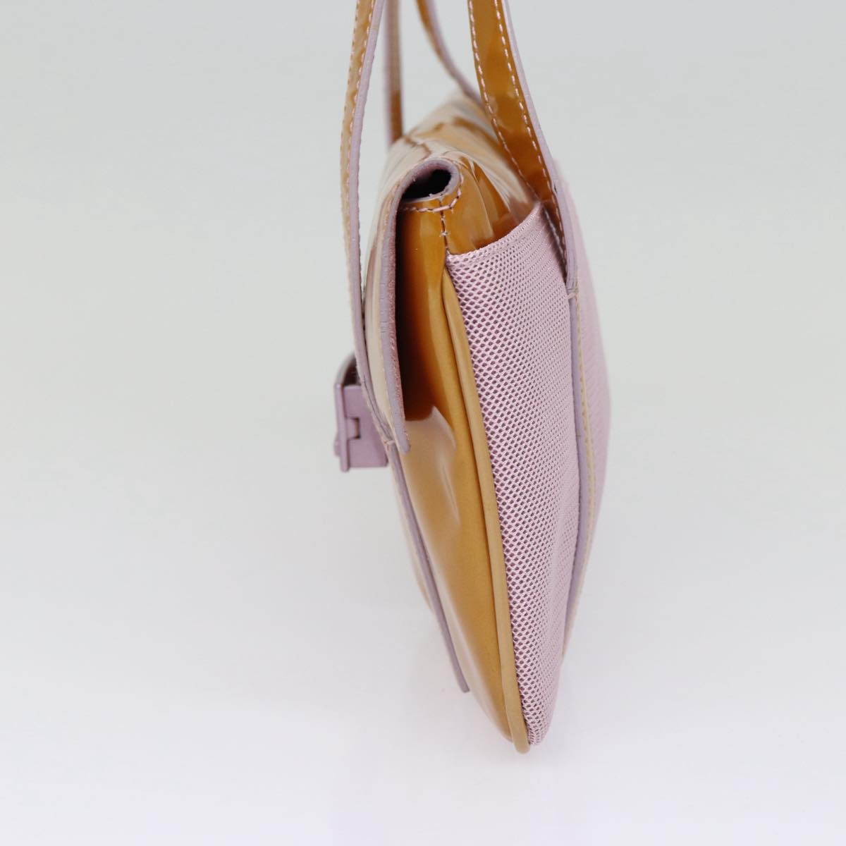 Luxury Prada Shoulder Bag Patent leather Orange Silver  87361