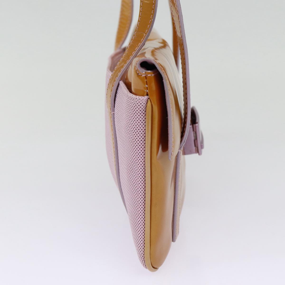 Luxury Prada Shoulder Bag Patent leather Orange Silver  87361