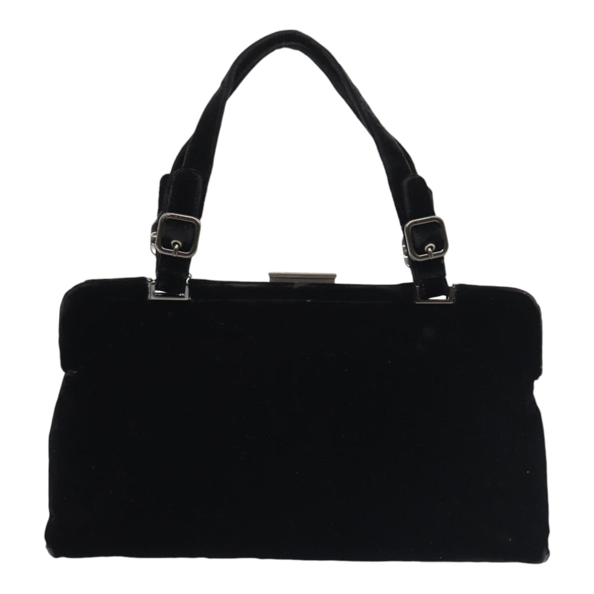 Luxury Prada Hand Bag Velor Black Silver  87363