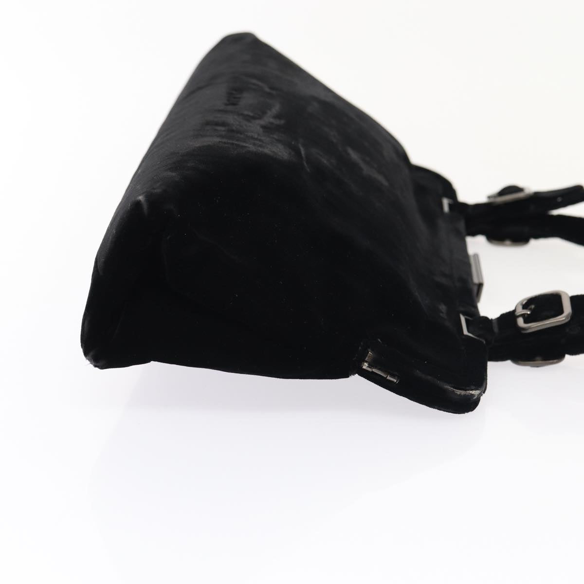 Luxury Prada Hand Bag Velor Black Silver  87363