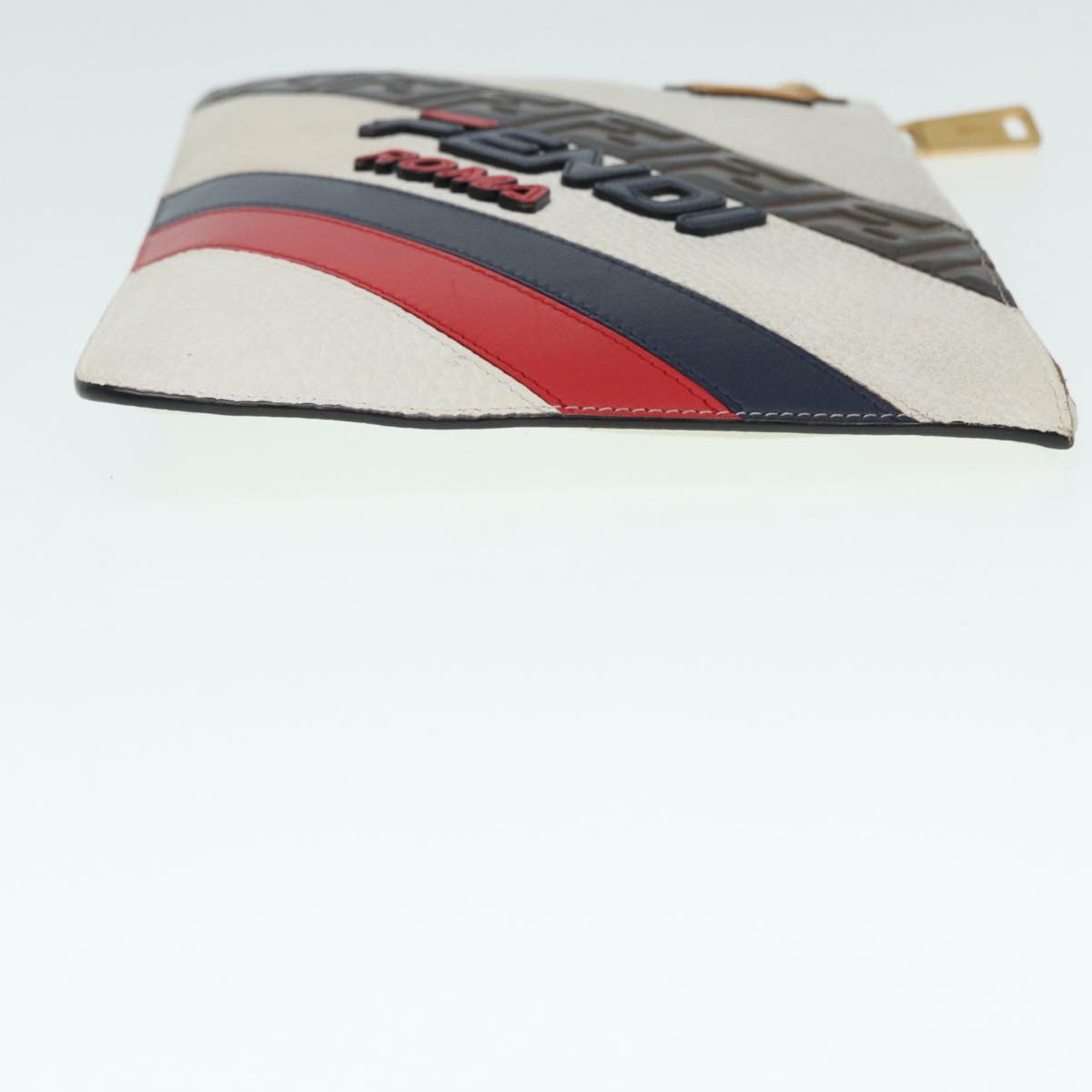 Luxury Fendi FILA Collaboration Clutch Bag Leather Beige Gold87366