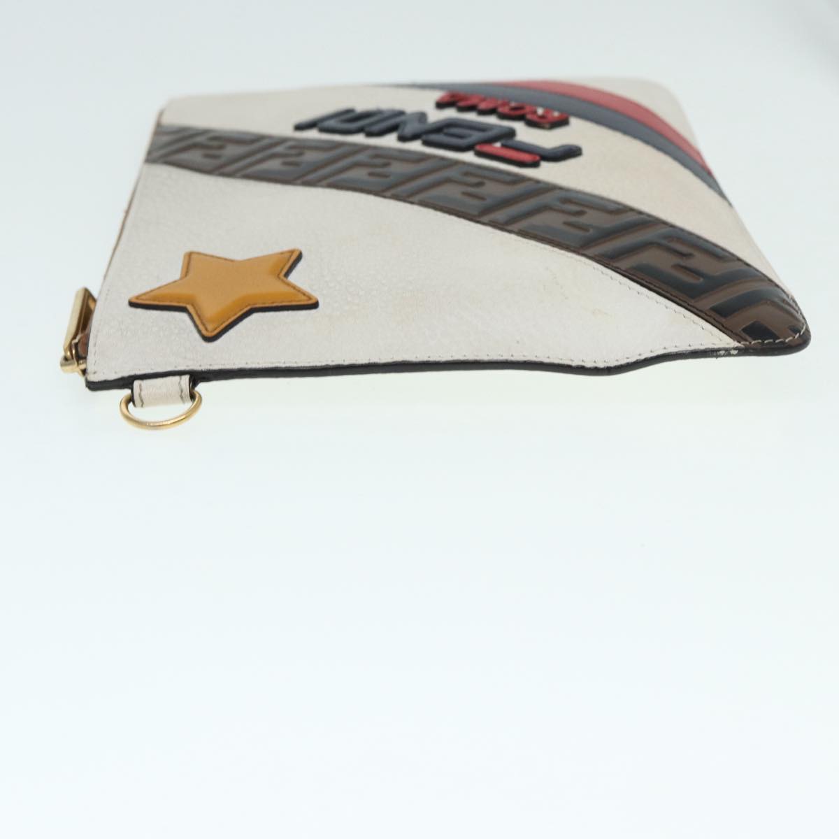 Luxury Fendi FILA Collaboration Clutch Bag Leather Beige Gold87366
