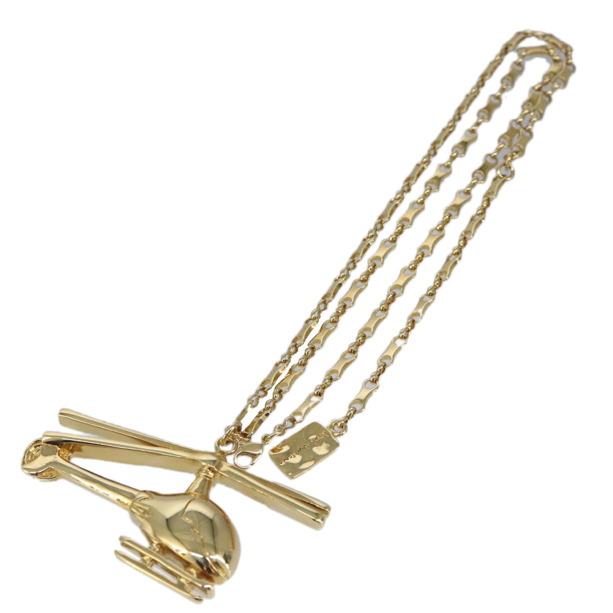 LOUIS VUITTON Helicopter Chain Necklace metal Gold MP0329 LV 87376