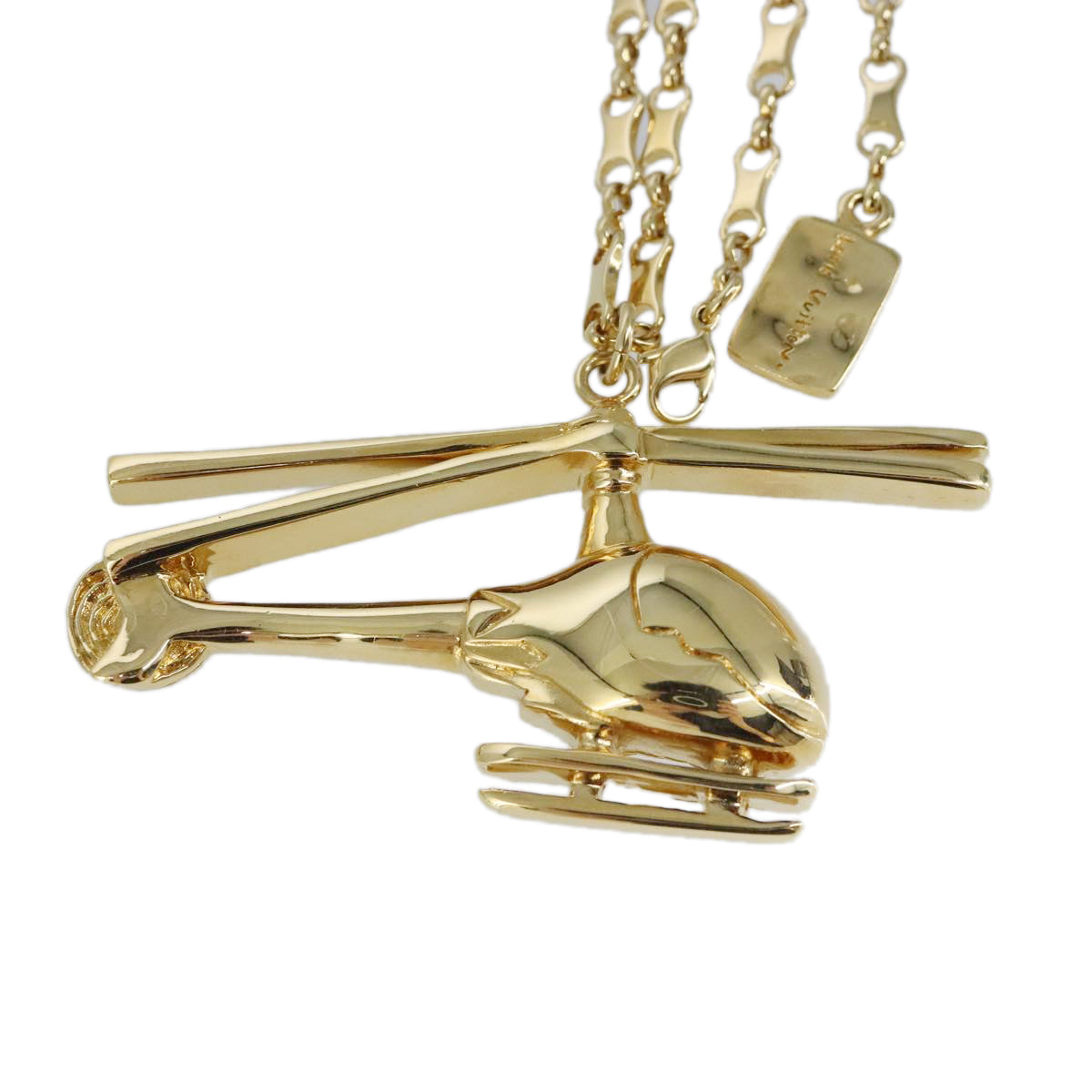 LOUIS VUITTON Helicopter Chain Necklace metal Gold MP0329 LV 87376