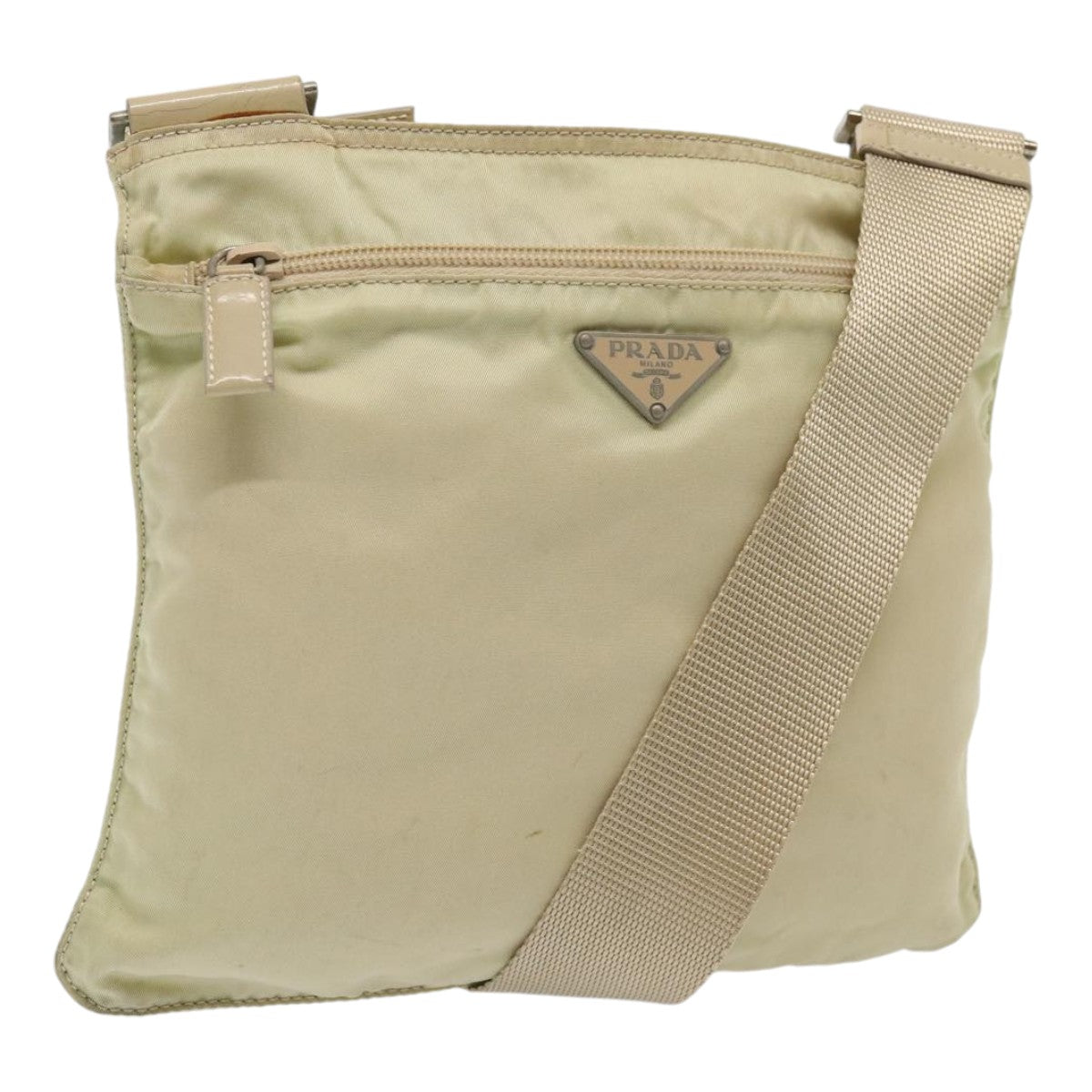 Luxury Prada Shoulder Bag Nylon Cream Silver  87421