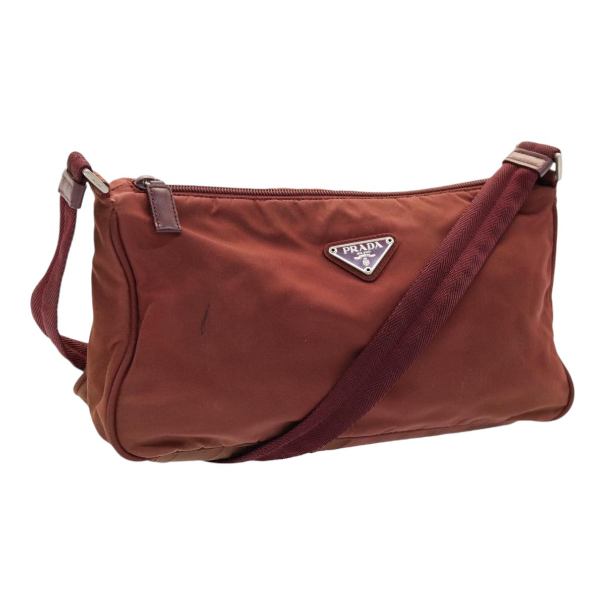 Luxury Prada Shoulder Bag Nylon Red Silver  87422