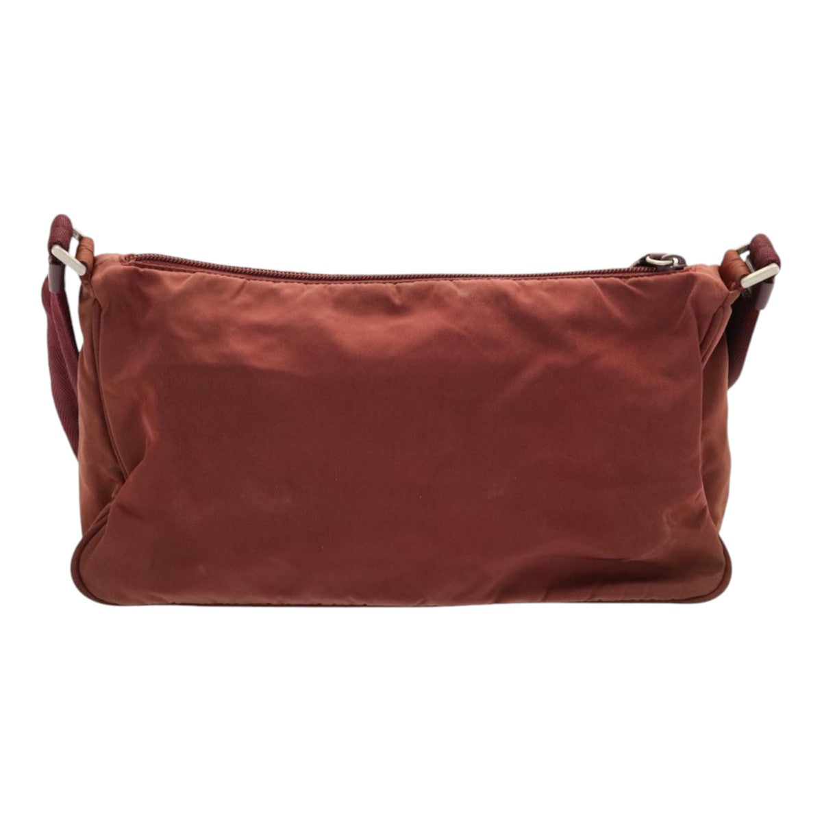 Luxury Prada Shoulder Bag Nylon Red Silver  87422