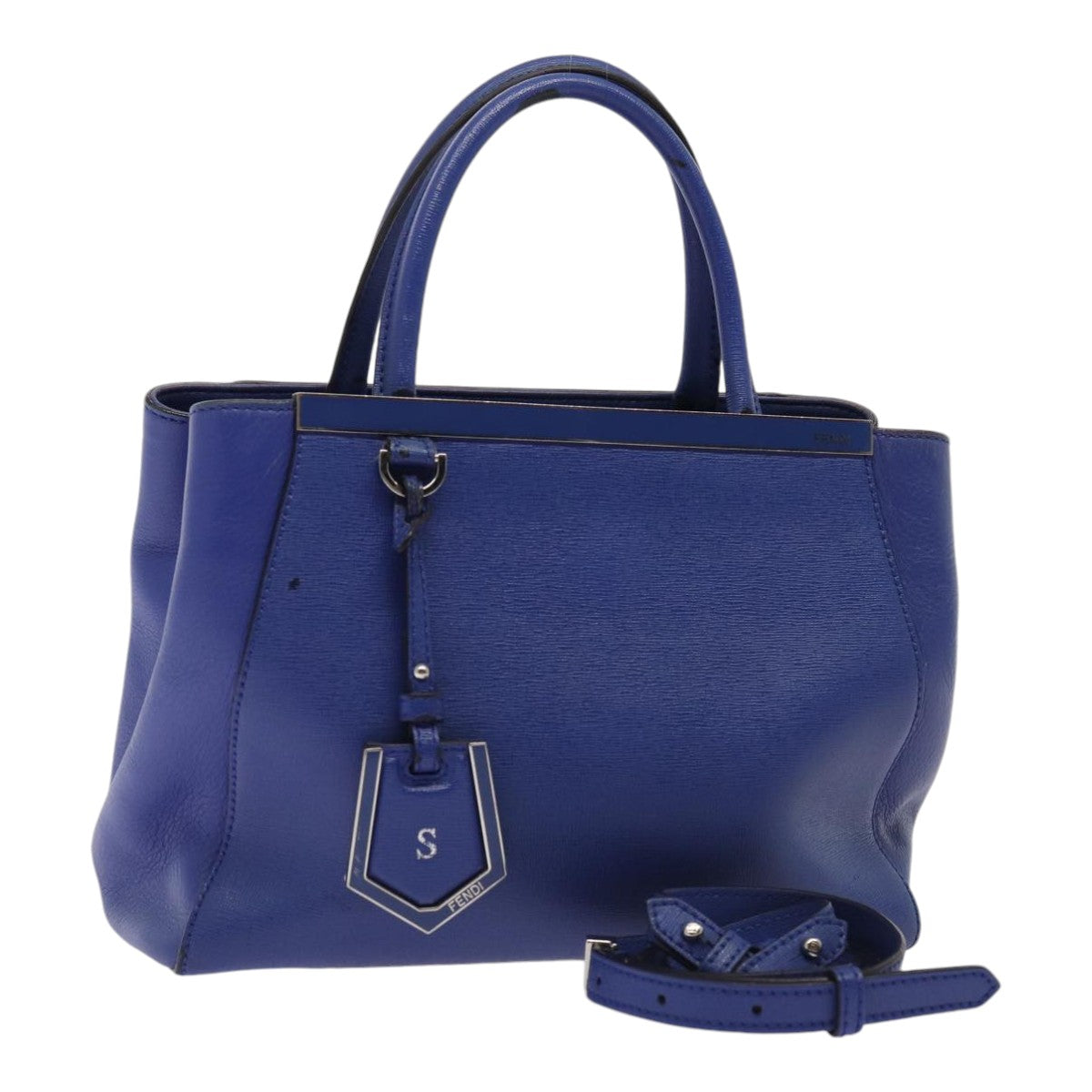 Luxury Fendi To joule Hand Bag Leather 2way Blue87435