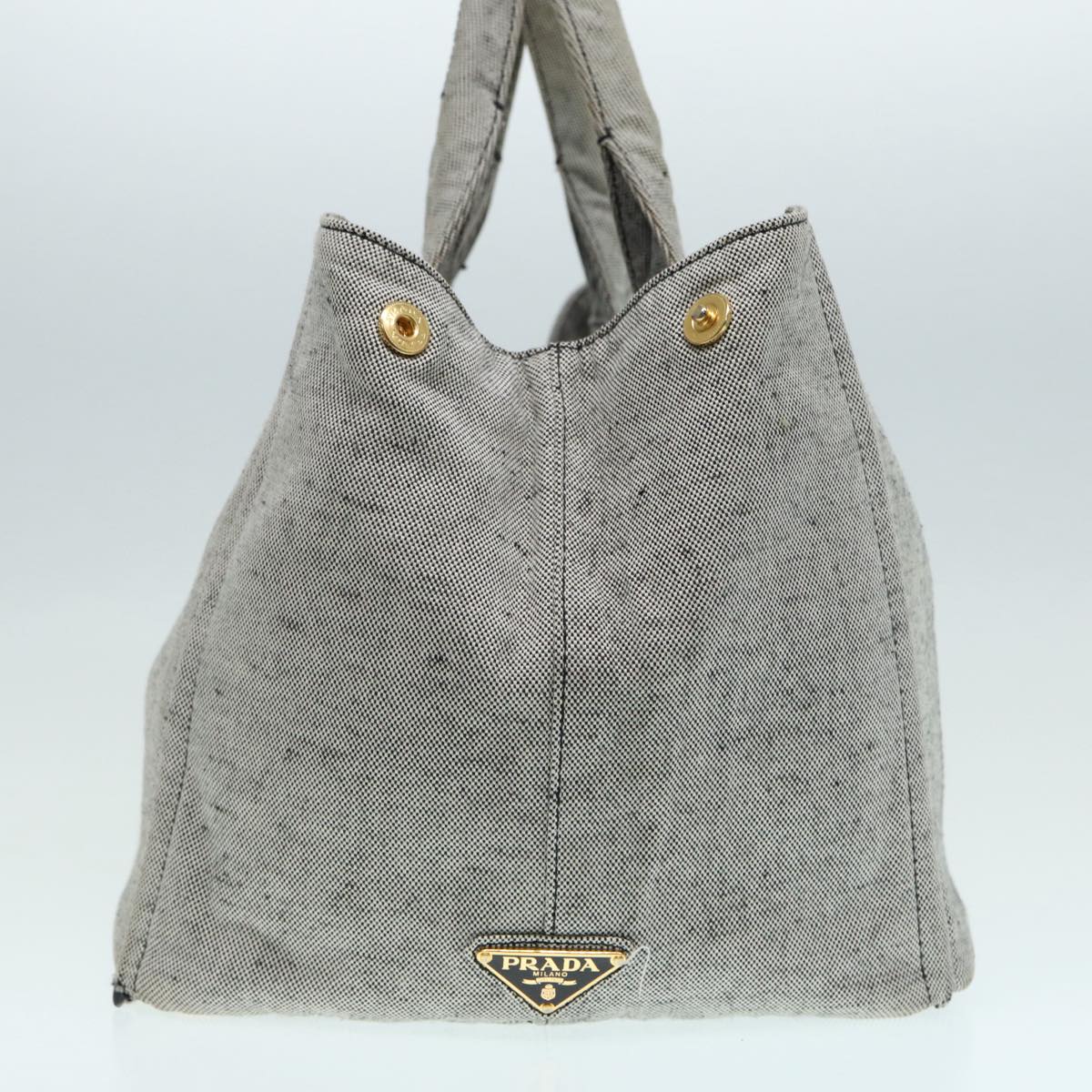 Luxury Prada Canapa GM Hand Bag Canvas Gray Gold  87436