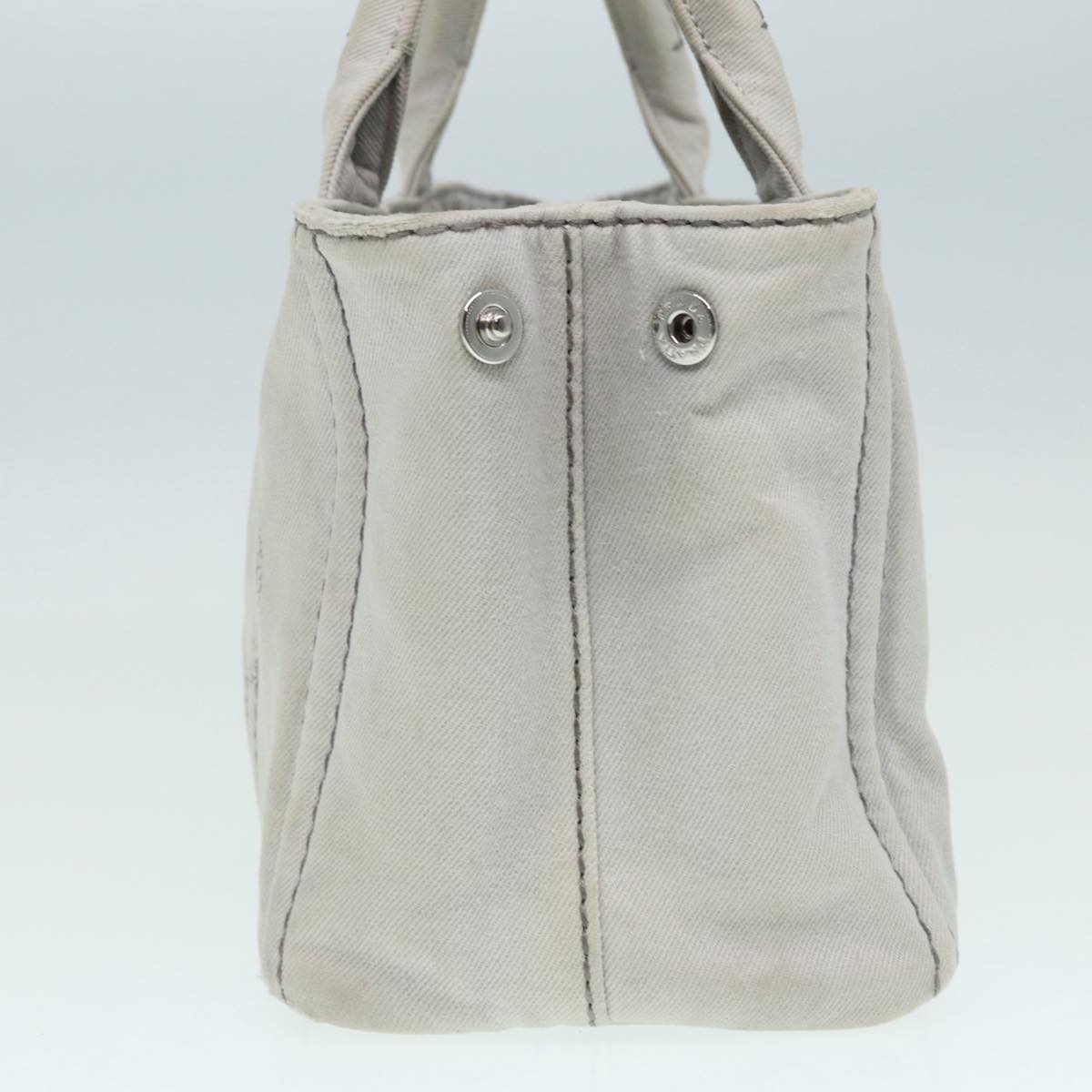 Luxury Prada Canapa PM Hand Bag Canvas 2way Gray Silver  87440