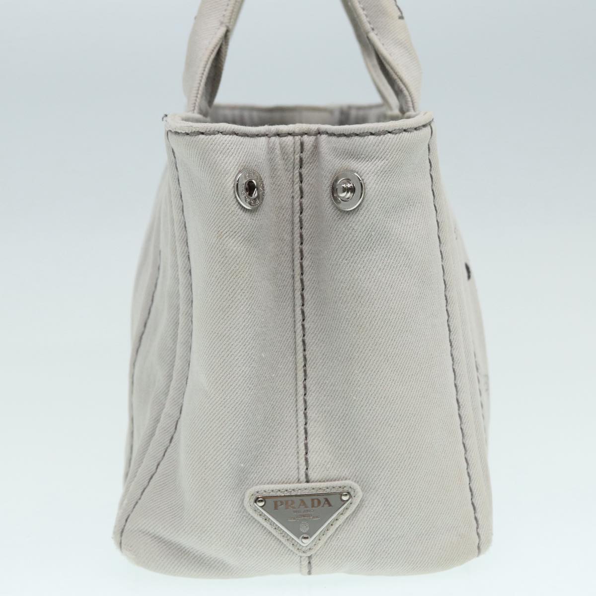 Luxury Prada Canapa PM Hand Bag Canvas 2way Gray Silver  87440