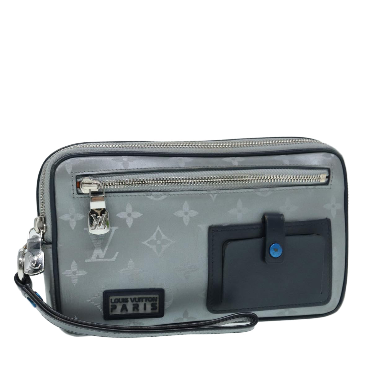 LOUIS VUITTON Monogram Satellite Alpha Clutch Bag Silver M44171 LV 87443