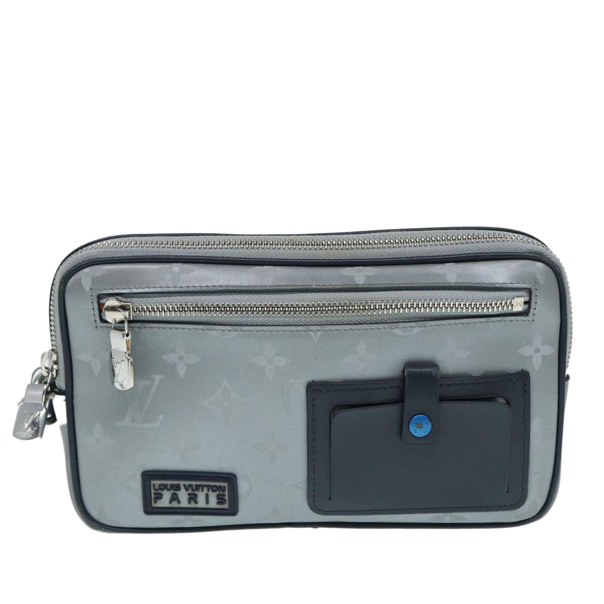 LOUIS VUITTON Monogram Satellite Alpha Clutch Bag Silver M44171 LV 87443