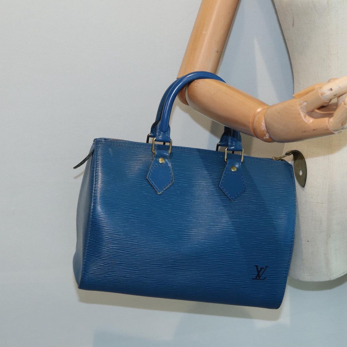 LOUIS VUITTON Epi Speedy 25 Hand Bag Toledo Blue M43015 LV 87489