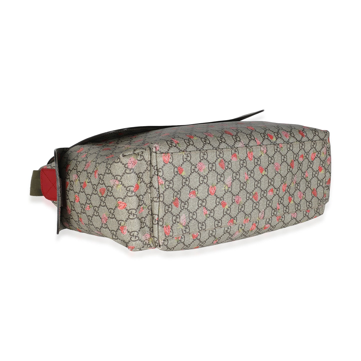 Gucci Beige GG Supreme Strawberry Canvas Diaper Bag