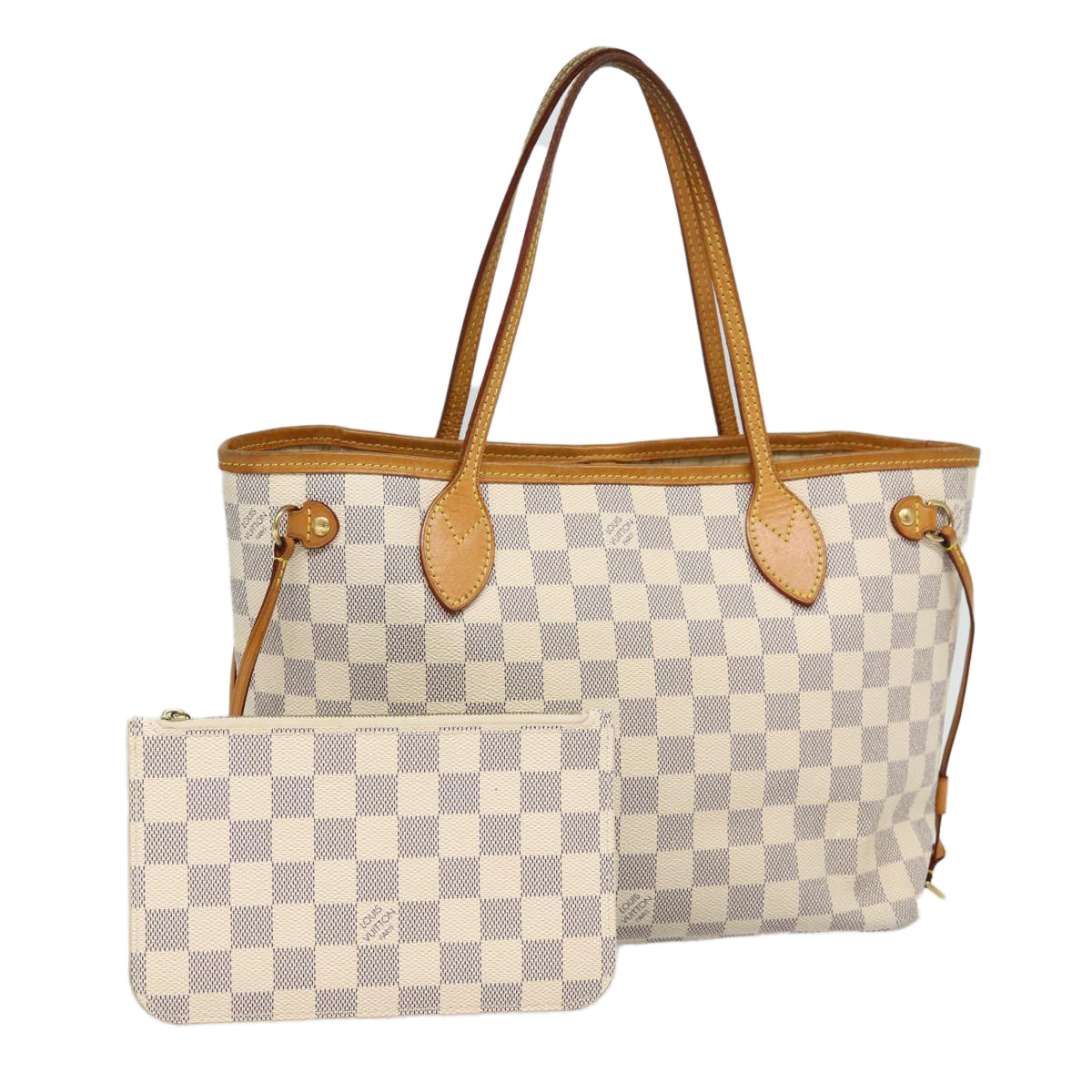 LOUIS VUITTON Damier Azur Neverfull PM Tote Bag N41362 LV 87565