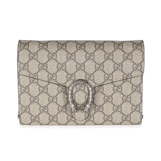 Luxury Gucci Trending 2025 Beige GG Supreme Dionysus Chain Wallet