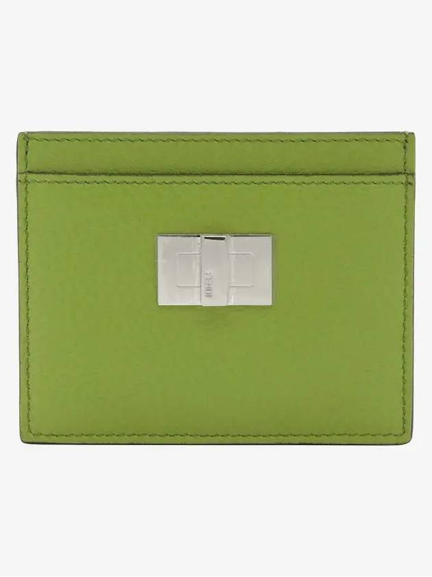 Luxury Fendi Peekaboo Selleria Leather Business Card Wallet Green