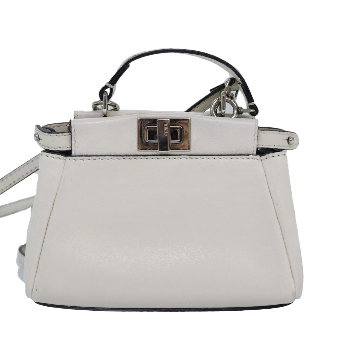 Luxury Fendi Peek A Boo Small Shoulder Bag Leather 2way White87645