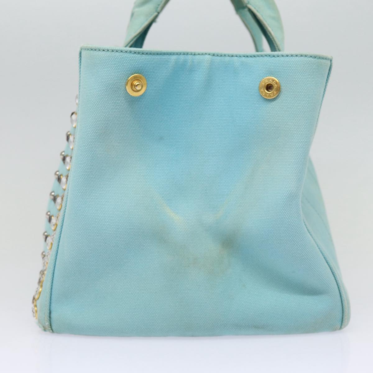Luxury Prada Canapa GM Hand Bag Canvas 2way Light Blue  87668