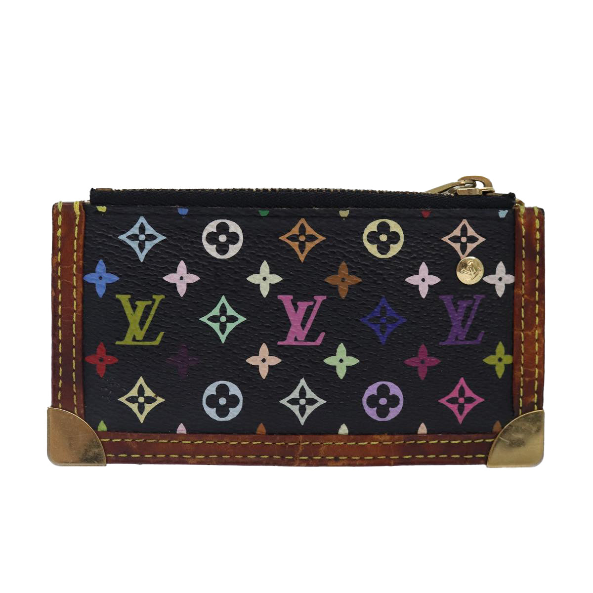 LOUIS VUITTON Monogram Multicolor Pochette Cles Purse Black M92654 LV 87691