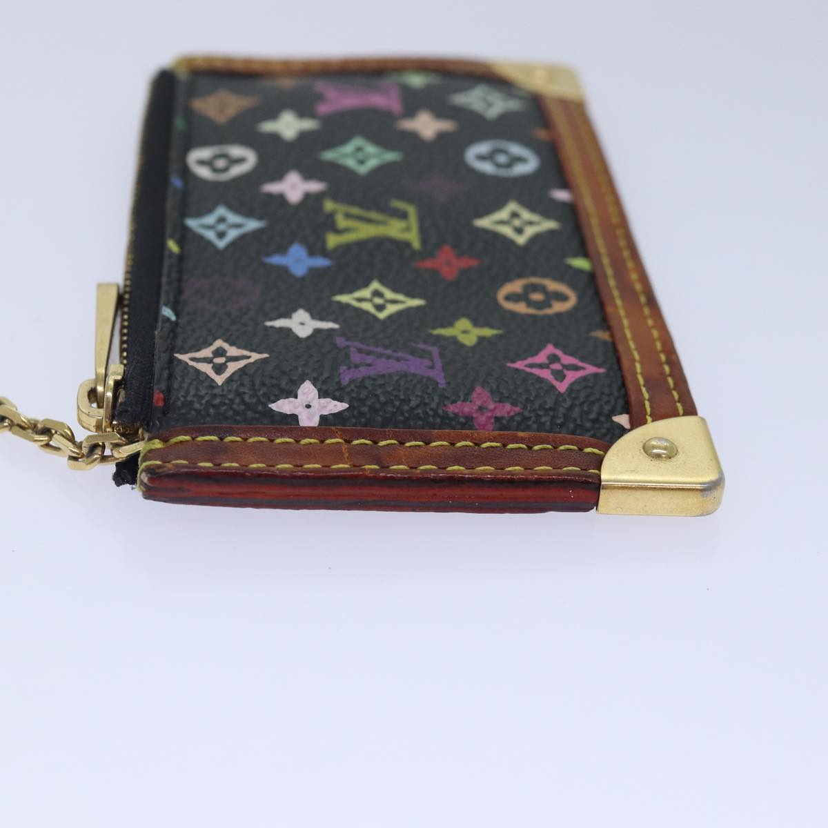 LOUIS VUITTON Monogram Multicolor Pochette Cles Purse Black M92654 LV 87691