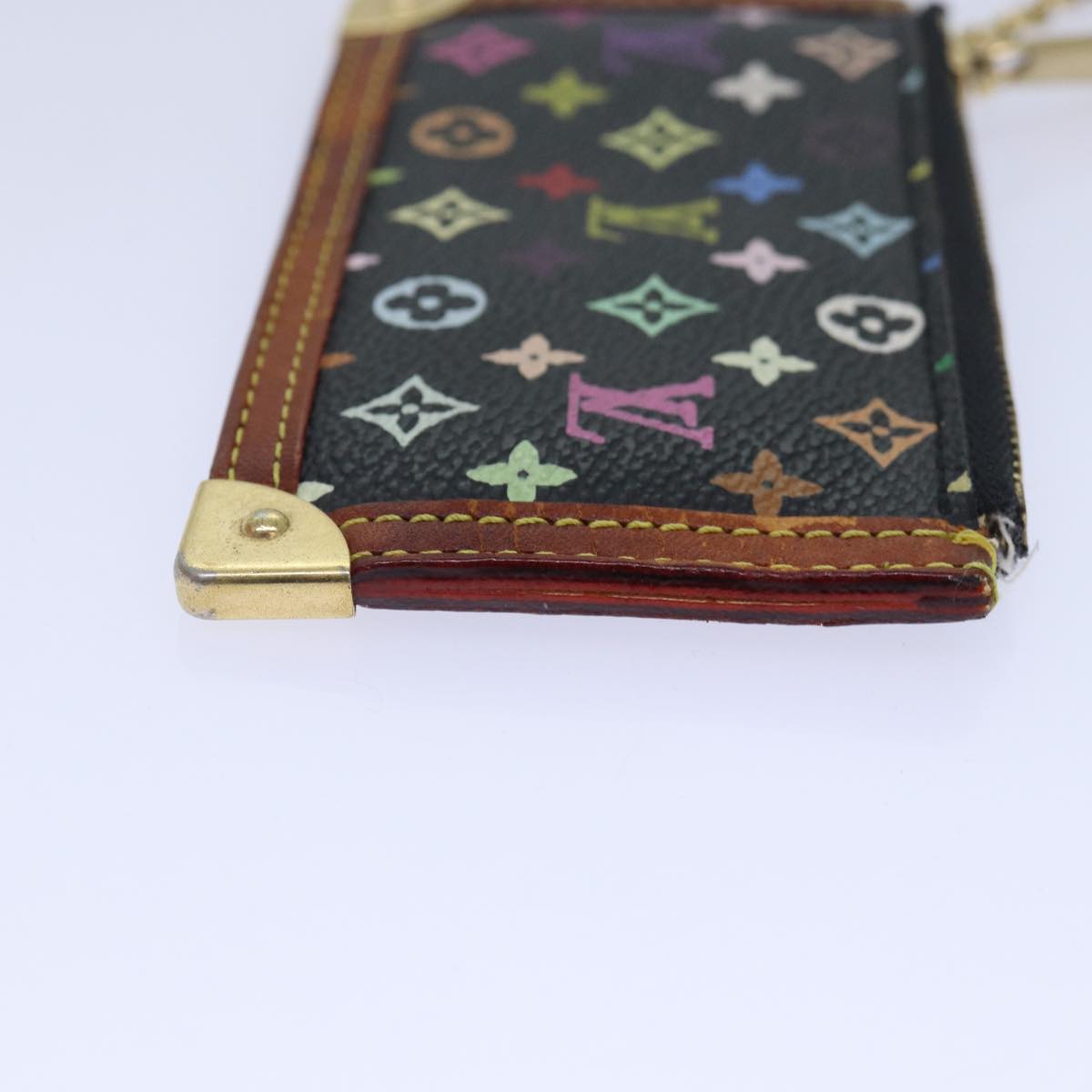 LOUIS VUITTON Monogram Multicolor Pochette Cles Purse Black M92654 LV 87691