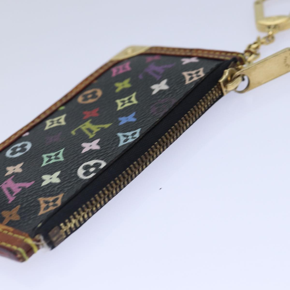 LOUIS VUITTON Monogram Multicolor Pochette Cles Purse Black M92654 LV 87691