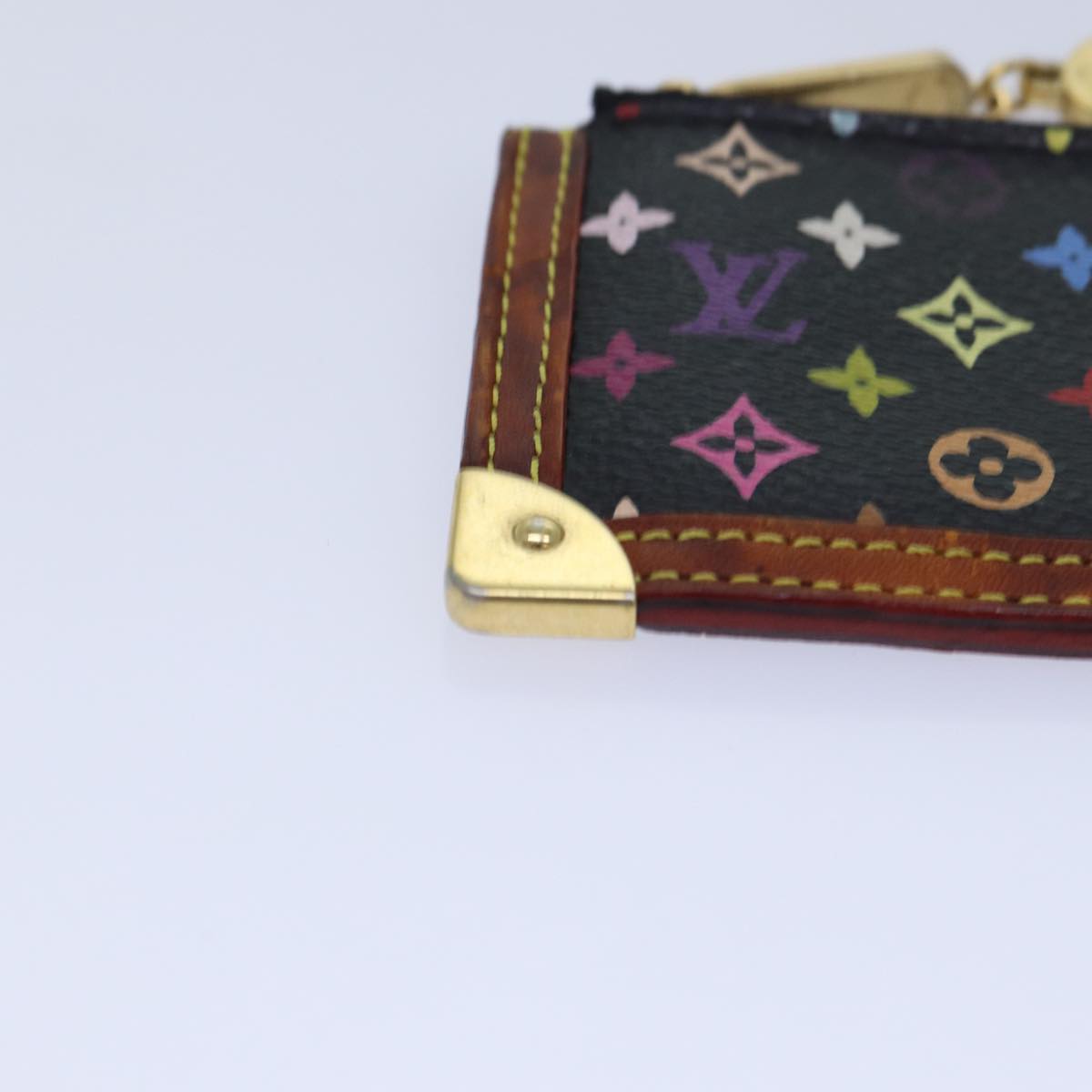 LOUIS VUITTON Monogram Multicolor Pochette Cles Purse Black M92654 LV 87691