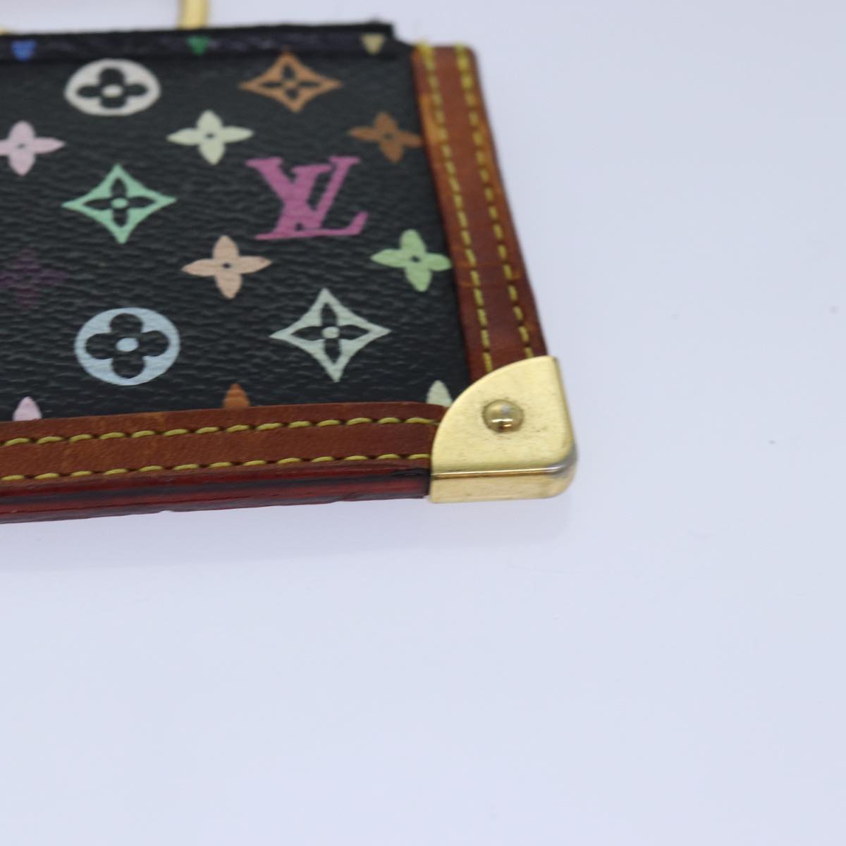 LOUIS VUITTON Monogram Multicolor Pochette Cles Purse Black M92654 LV 87691
