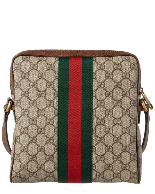 Luxury Gucci Trending 2025 Ophidia GG Supreme Canvas & Leather Small Messenger Bag, Brown
