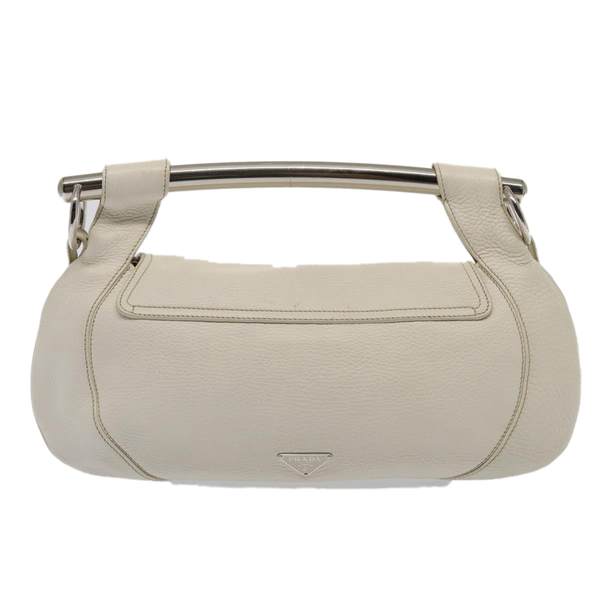 Luxury Prada Shoulder Bag Leather White Silver  87751