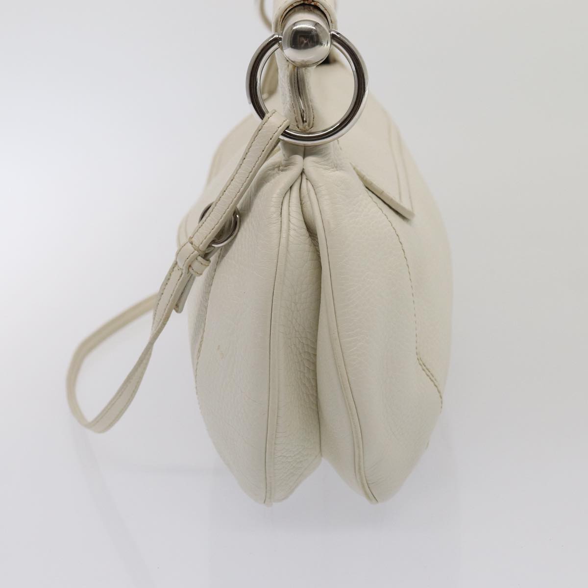 Luxury Prada Shoulder Bag Leather White Silver  87751