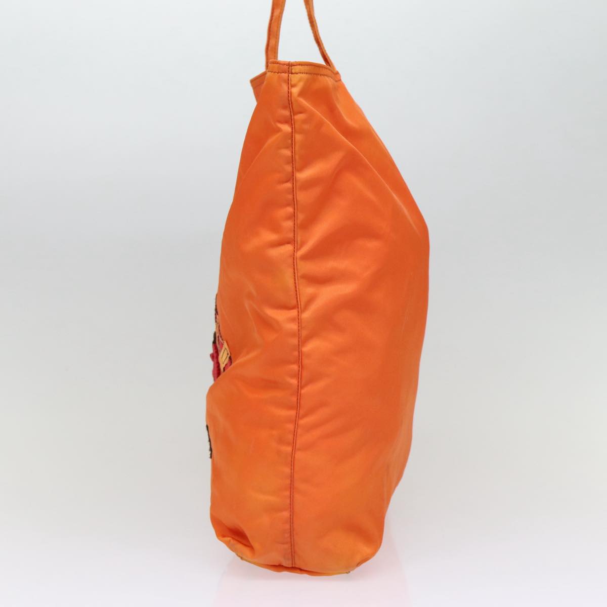 Luxury Prada Tote Bag Nylon Orange Silver  87757