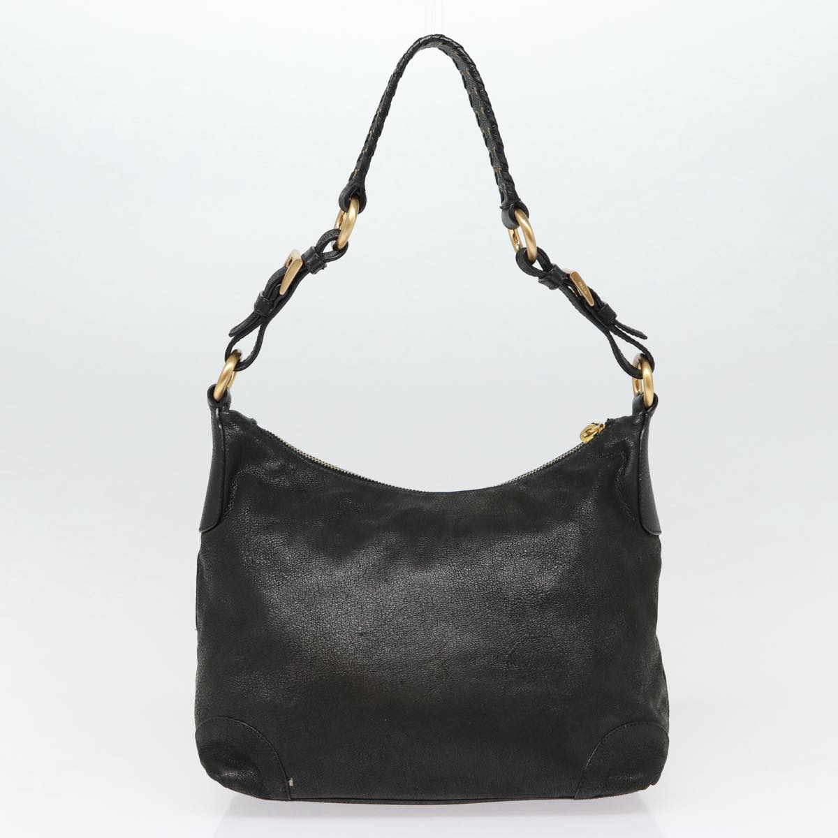Luxury Prada Shoulder Bag Leather Black Gold  87759
