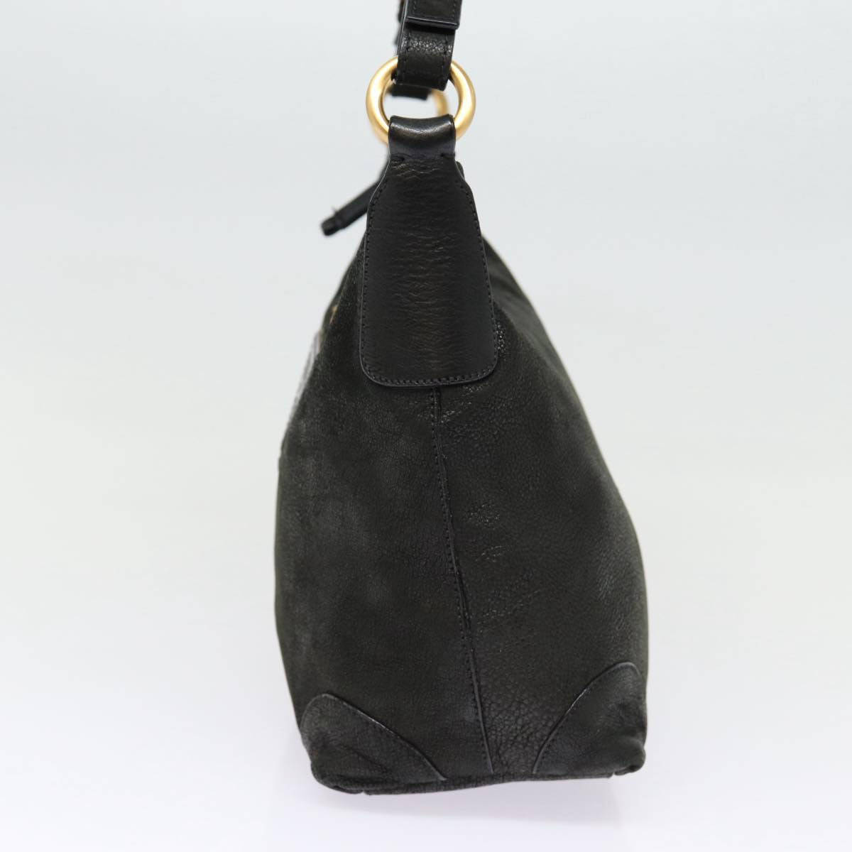 Luxury Prada Shoulder Bag Leather Black Gold  87759