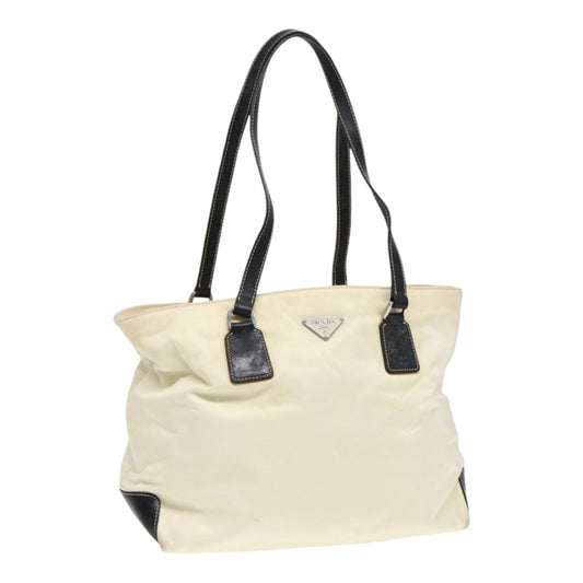 Luxury Prada Tote Bag Nylon White Black Silver  87762